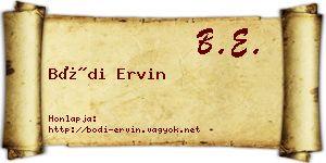 Bódi Ervin névjegykártya